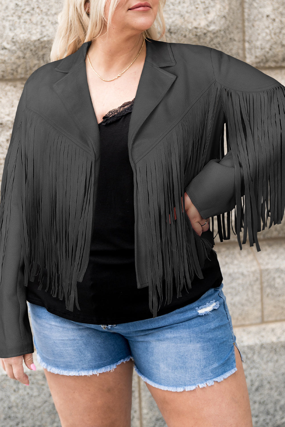 Stacey B's Fringe Open Front Jacket