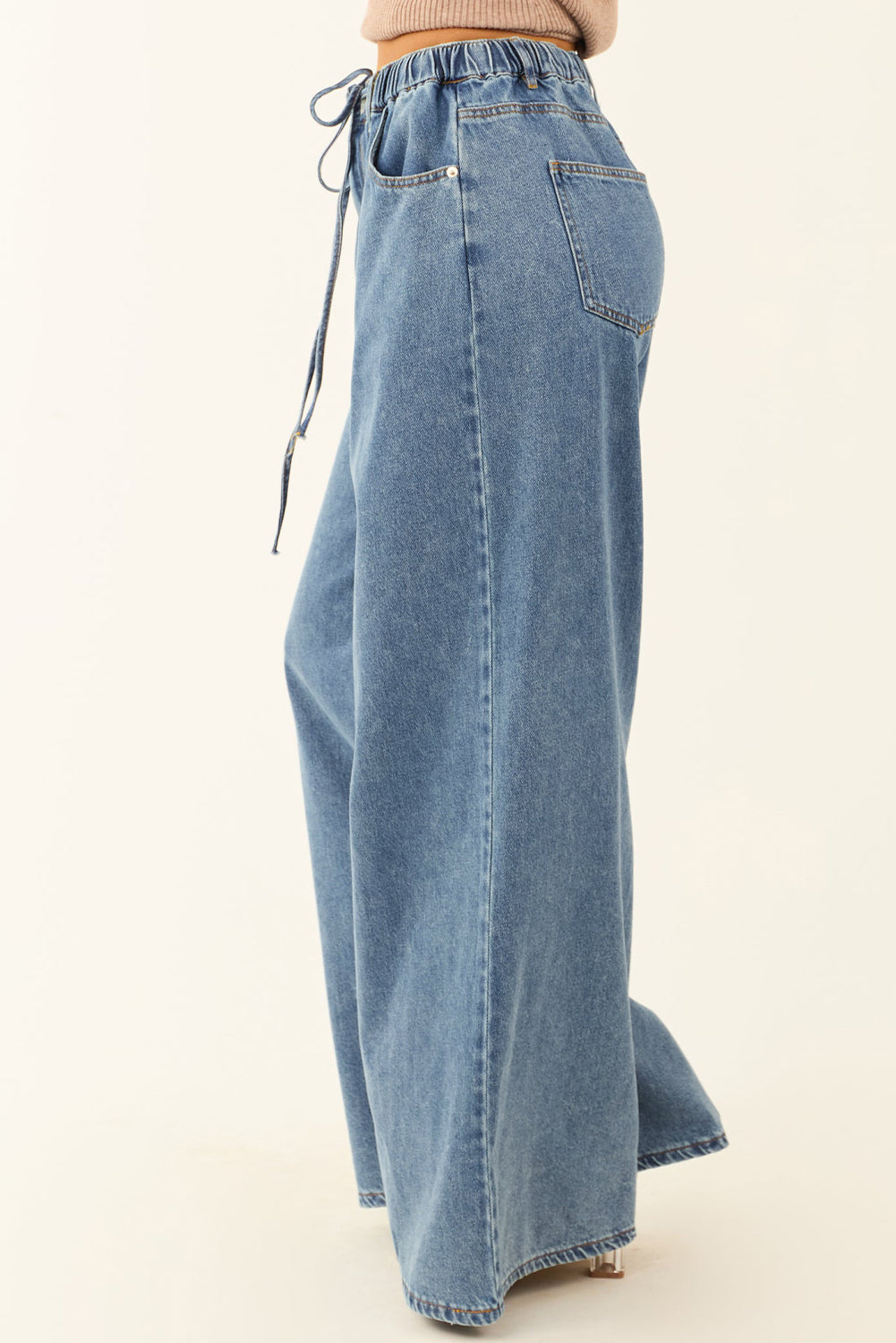 Stacey B's Dusk Blue Medium Wash Super Wide Leg Denim Pants