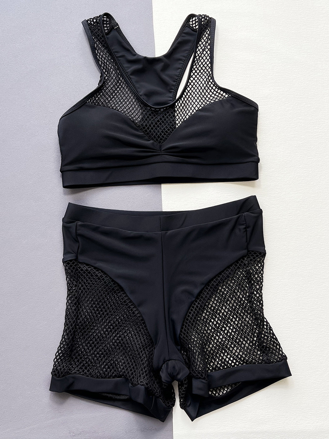 Stacey B's Openwork Sleeveless Top and Shorts Swim Set