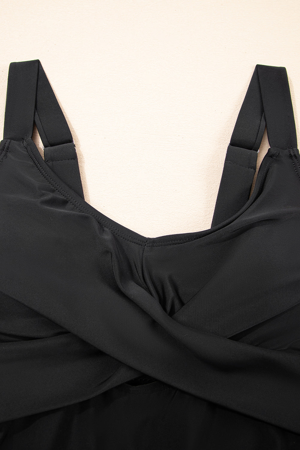 Stacey B's Black Adjustable Straps Cutout Ruched Knot Slit One Piece Swim Dress