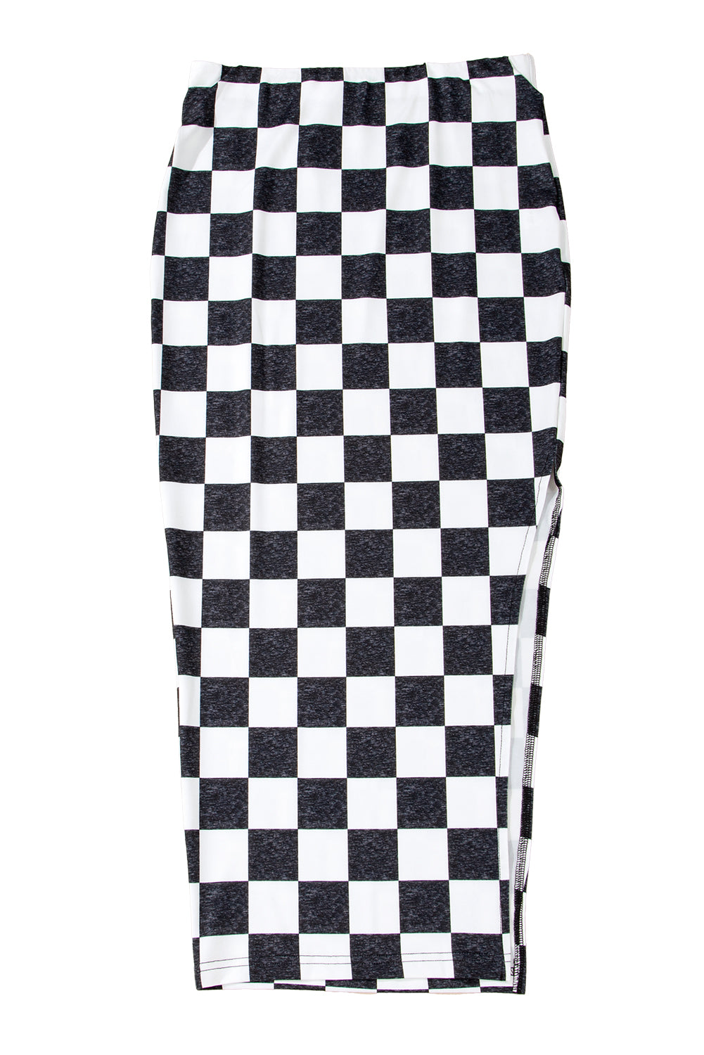 Stacey B's Rose Checkered Print Side Slit Slim Fit Midi Skirt