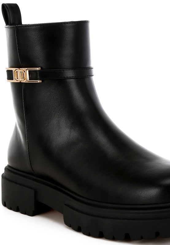 Stacey B's Corsac Buckle Belt Ankle Boots
