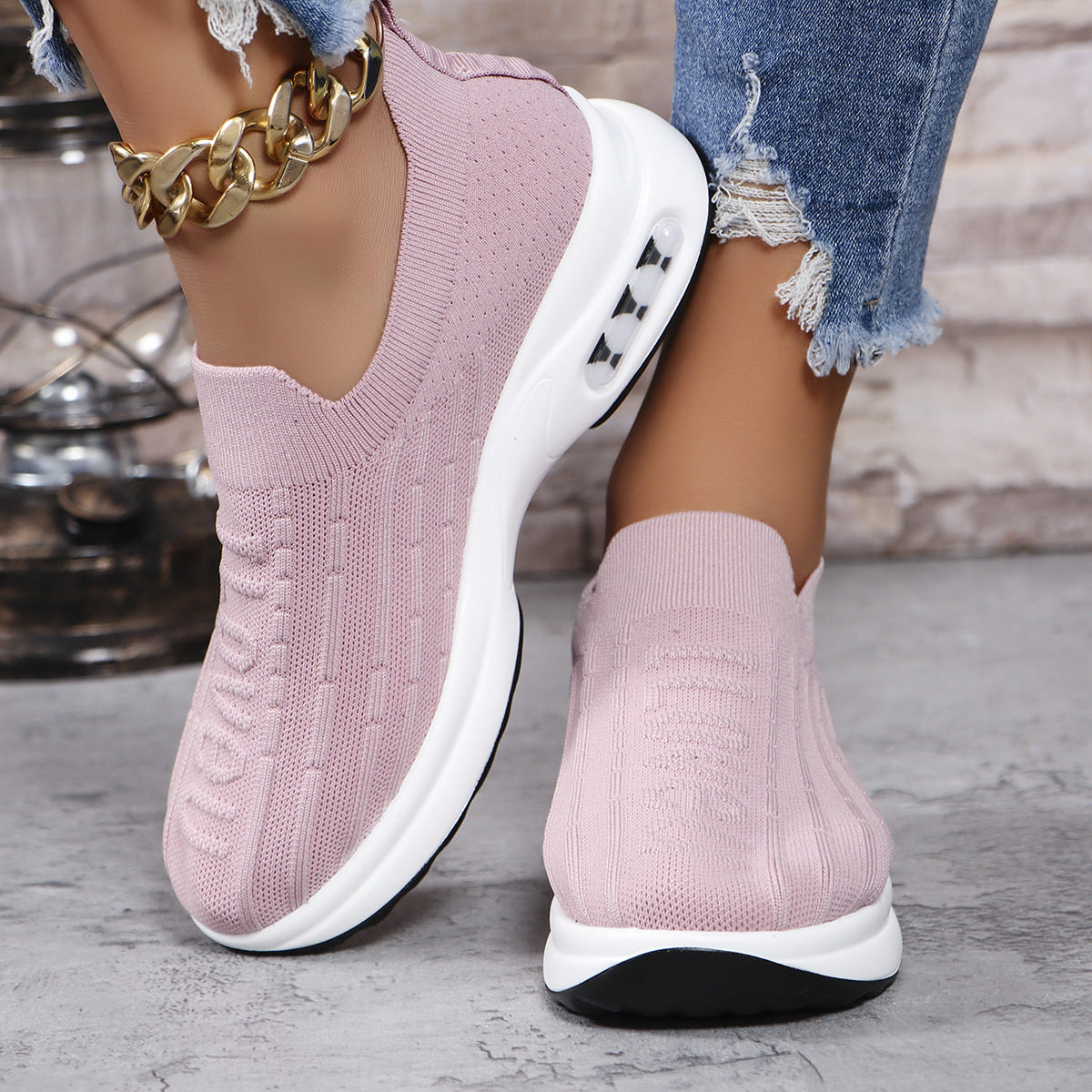 Stacey B's Round Toe Knit Detail Slip On