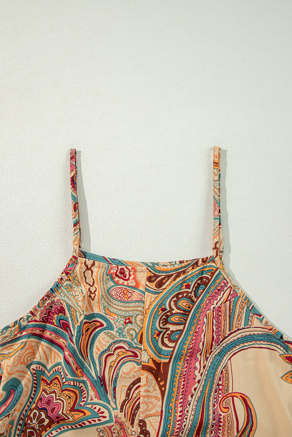 Stacey B's Paisley Printed Spaghetti Straps Elegant Wide Leg Jumpsuit