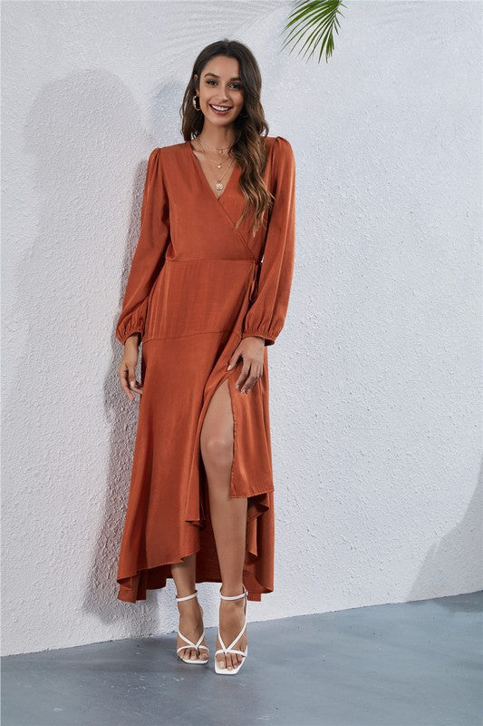 Stacey B's Women's V Neck Long Sleeve Maxi Dress