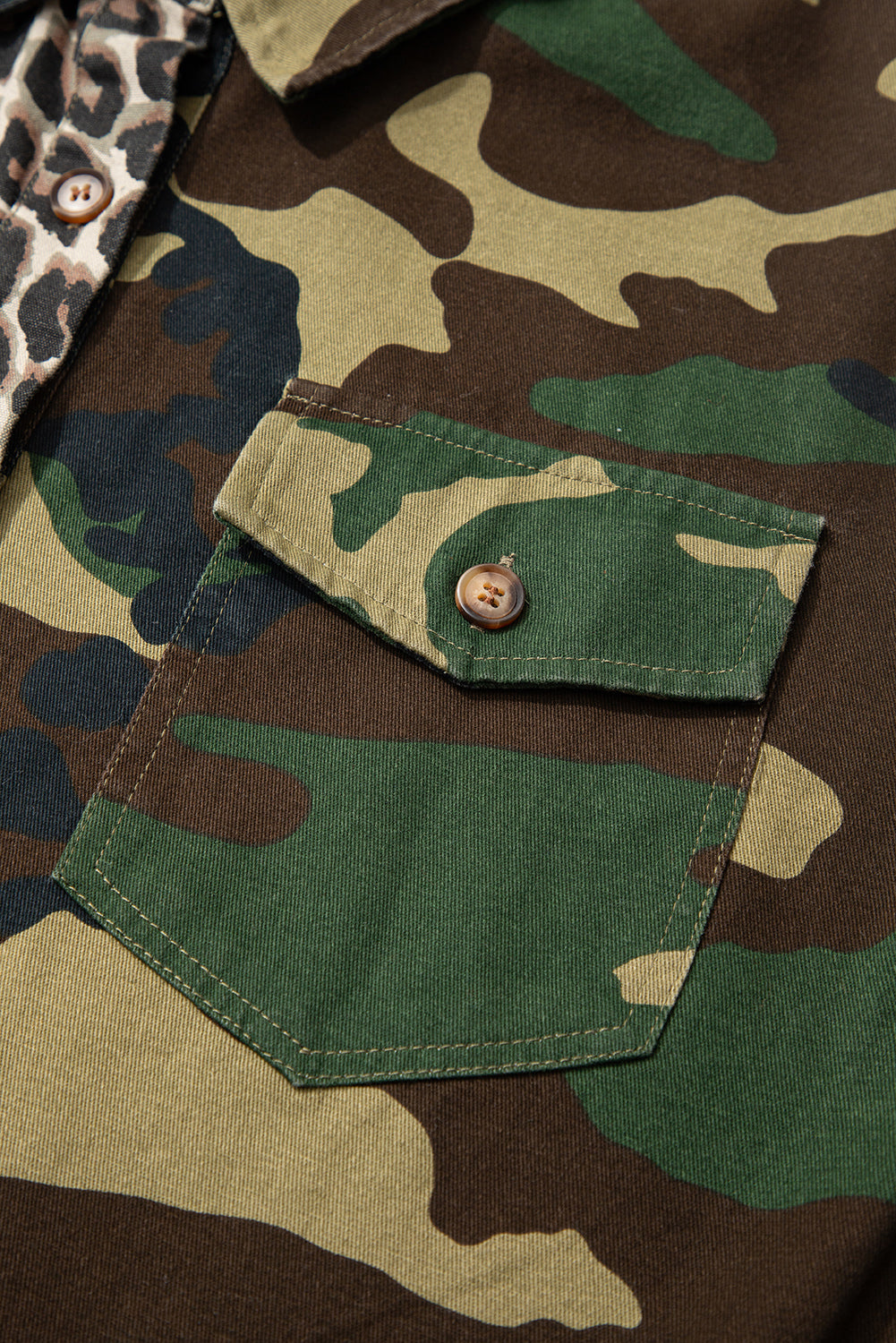 Stacey B's Brown Leopard Camo Patchwork Oversize Shacket