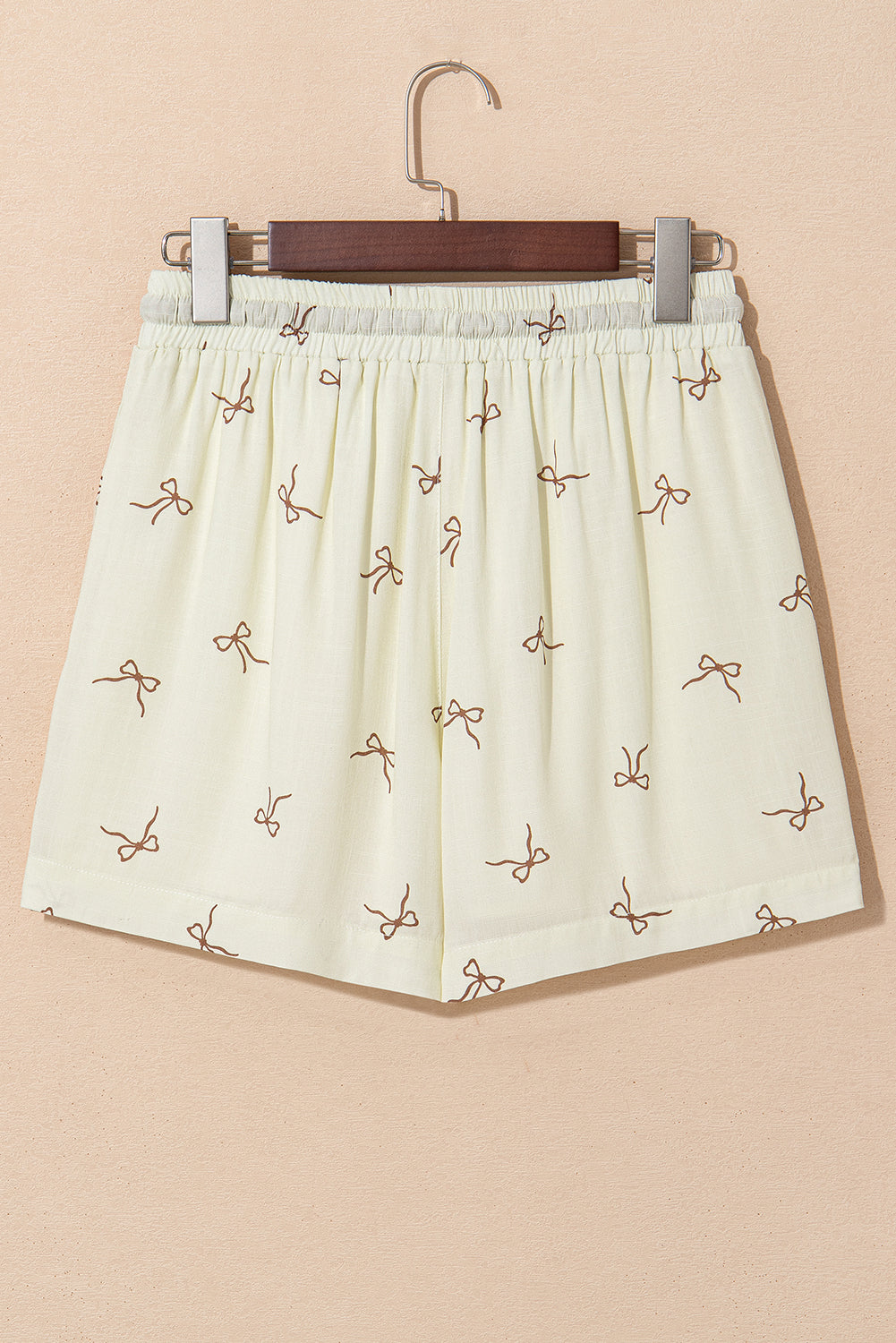 Stacey B's White Bow Print Lace Drawstring Casual Shorts