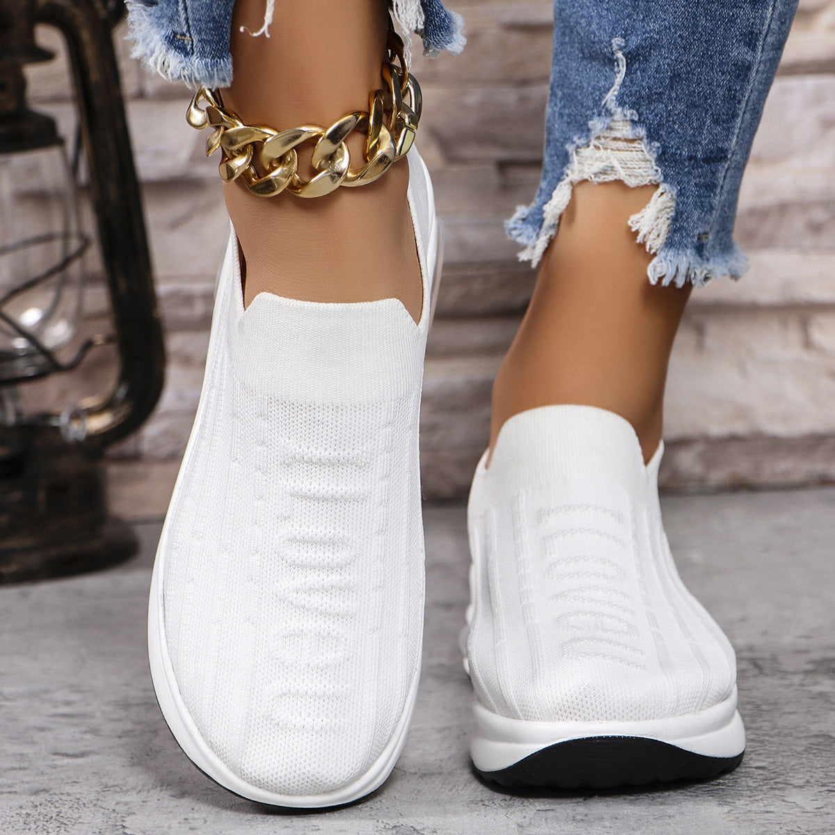 Stacey B's Round Toe Knit Detail Slip On