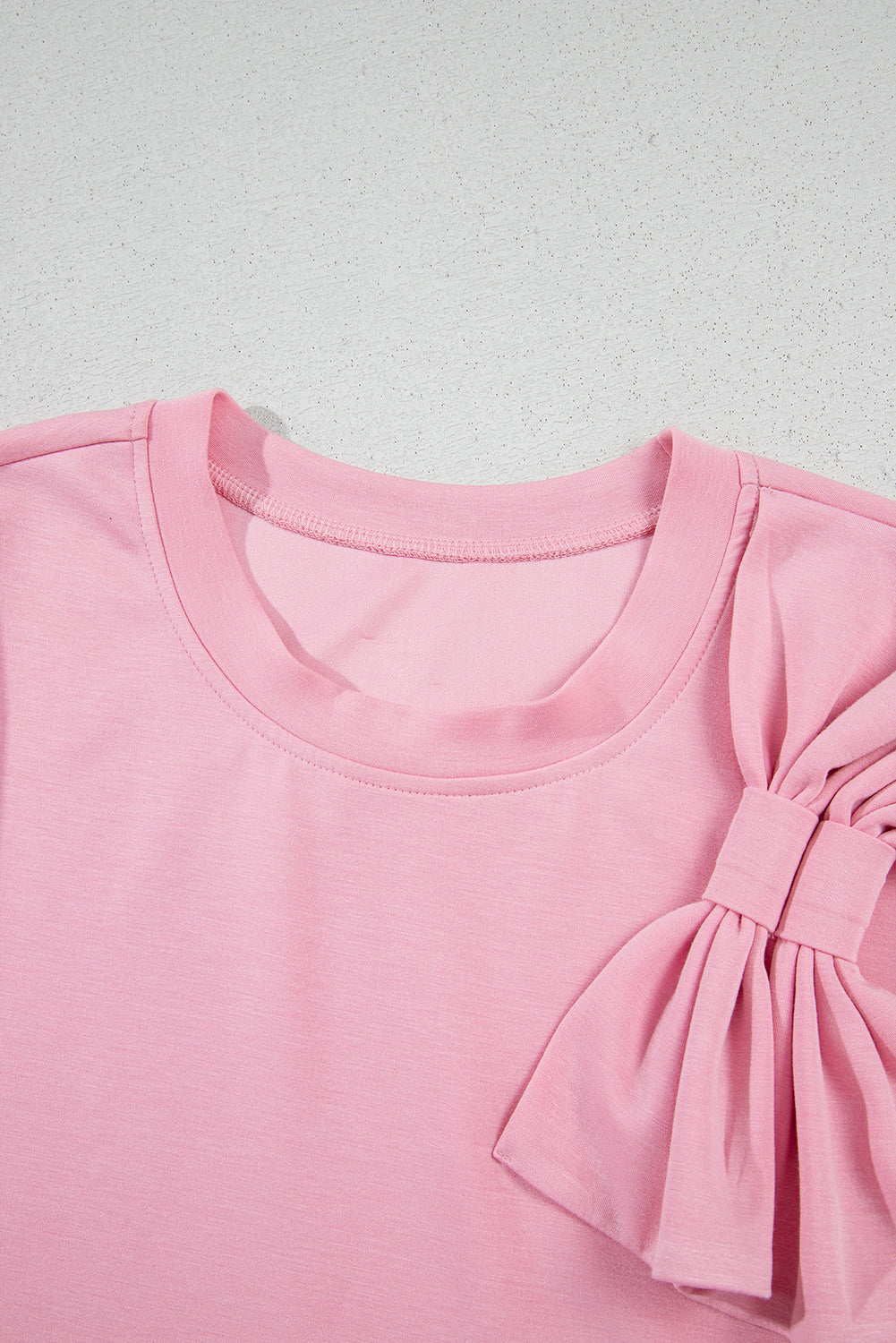 Stacey B's Pink Bow Applique Half Sleeve T-shirt