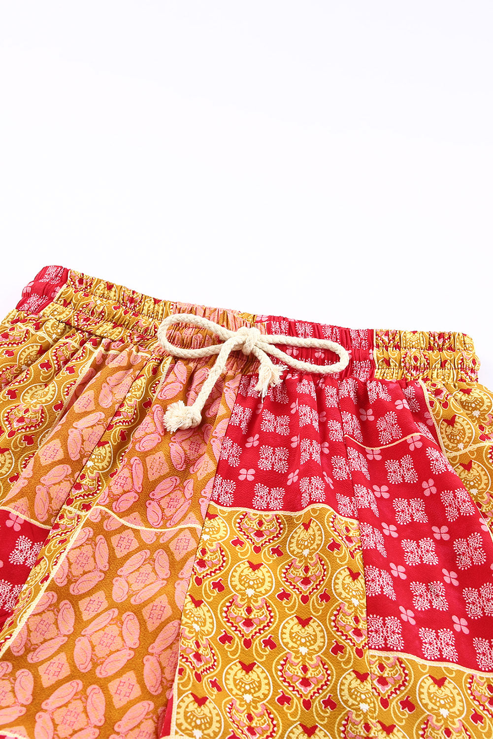 Stacey B's Bohemian Patchwork Drawstring Wide Leg Pants
