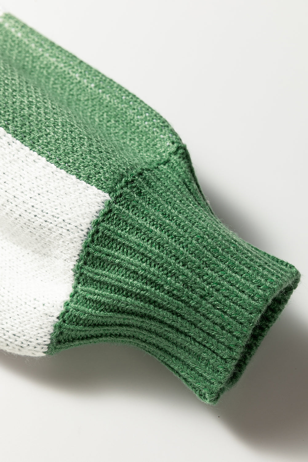 Stacey B's Mist Green Checkered Pattern Polo Collar Loose Sweater