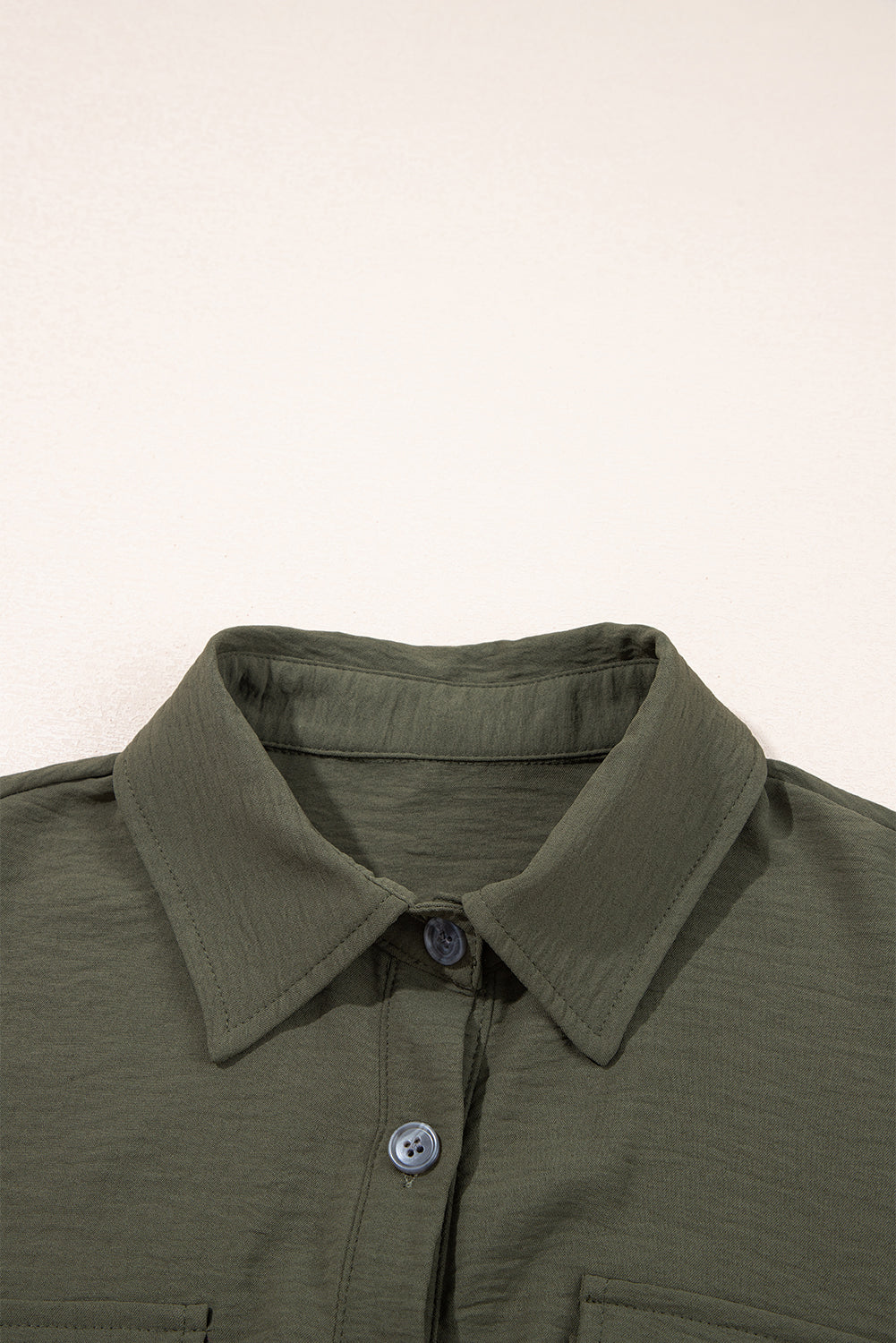 Stacey B's Moss Green Half Button Belted Utility Short Sleeve Jumpsuit