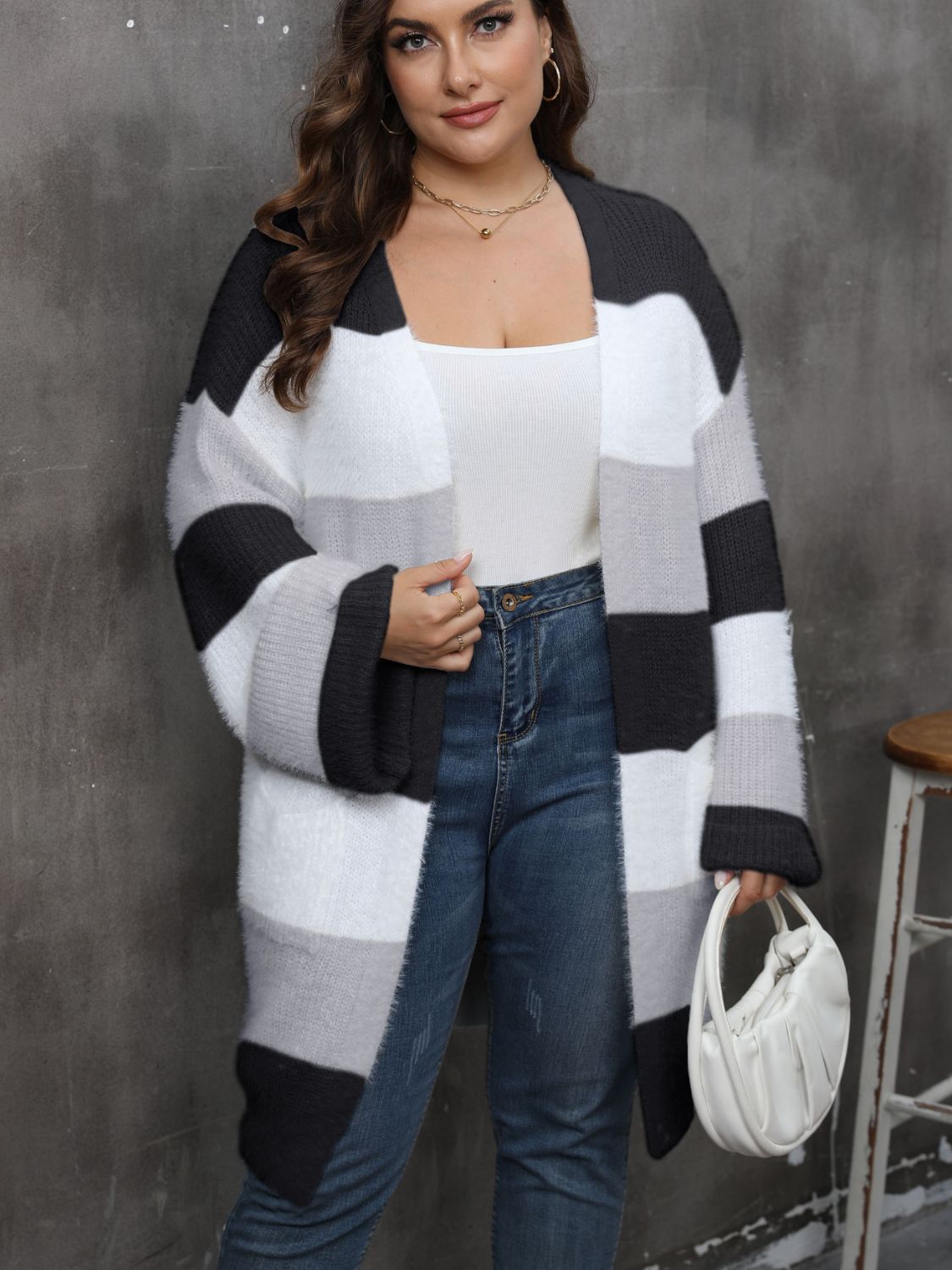 Stacey B's Open Front Long Sleeve Cardigan