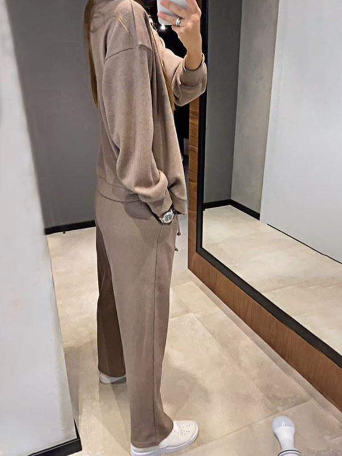 Stacey B's Full Size Button Up Long Sleeve Top and Pants Set