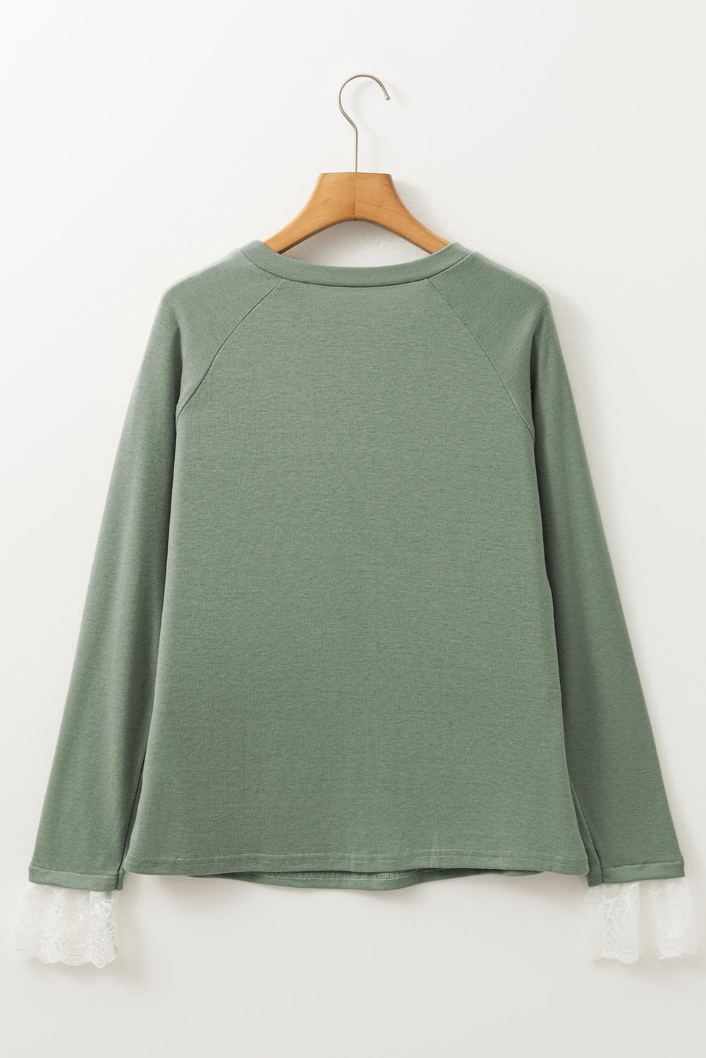 Stacey B's Parchment Seam Detail Lace Contrast Cuffs Raglan Sleeve Top
