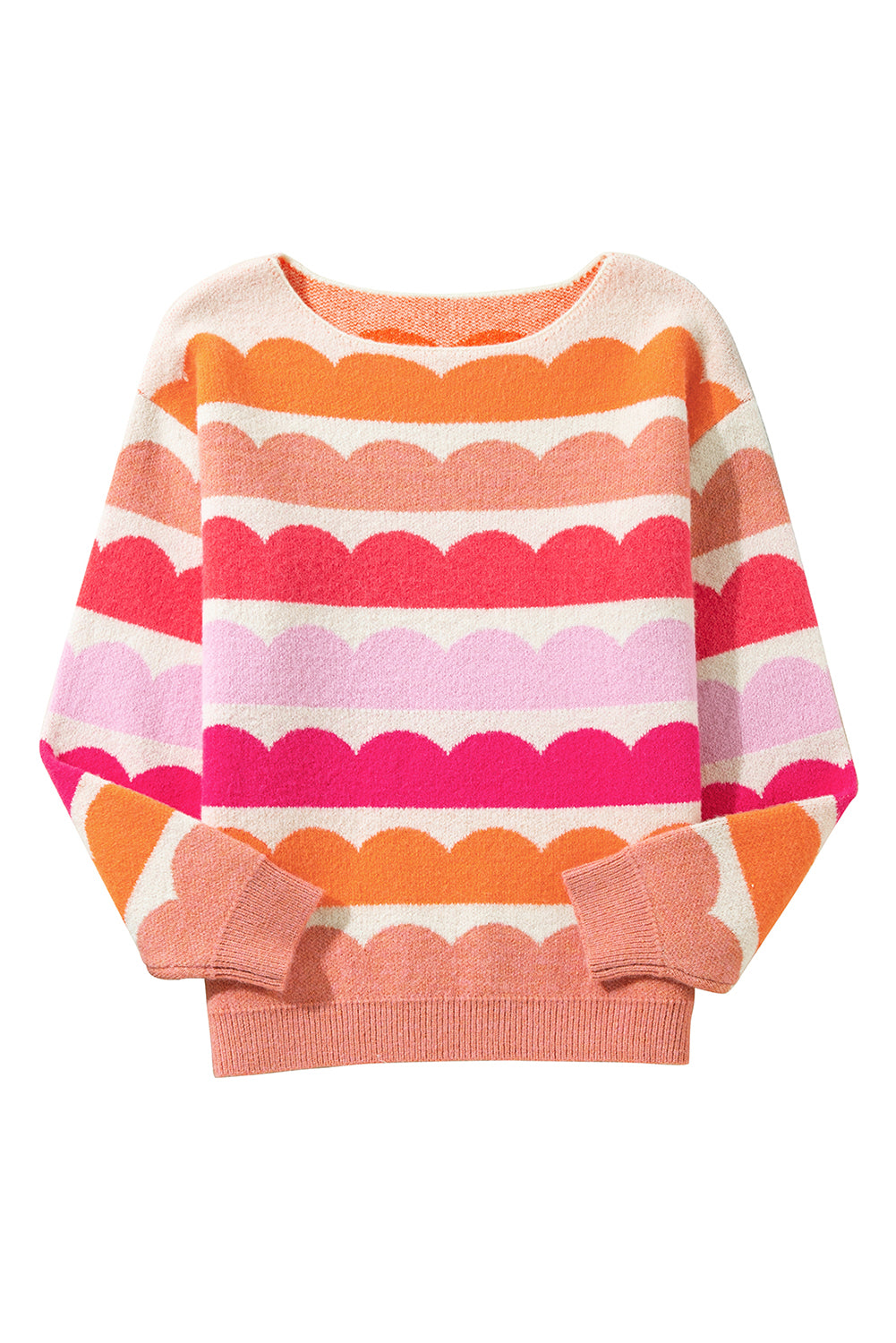 Stacey B's Gray Wave Striped Balloon Sleeve Drop Shoulder Sweater