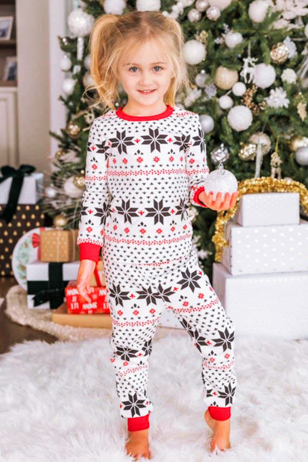 Stacey B's Snowflake Pattern Top and Pants Set
