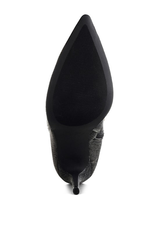 Stacey B's Eilish Rhinestones Knee High Denim Boots