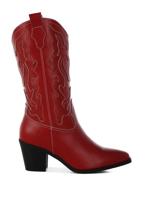 Stacey B's Pakito Patchwork Detail Cowboy Boots