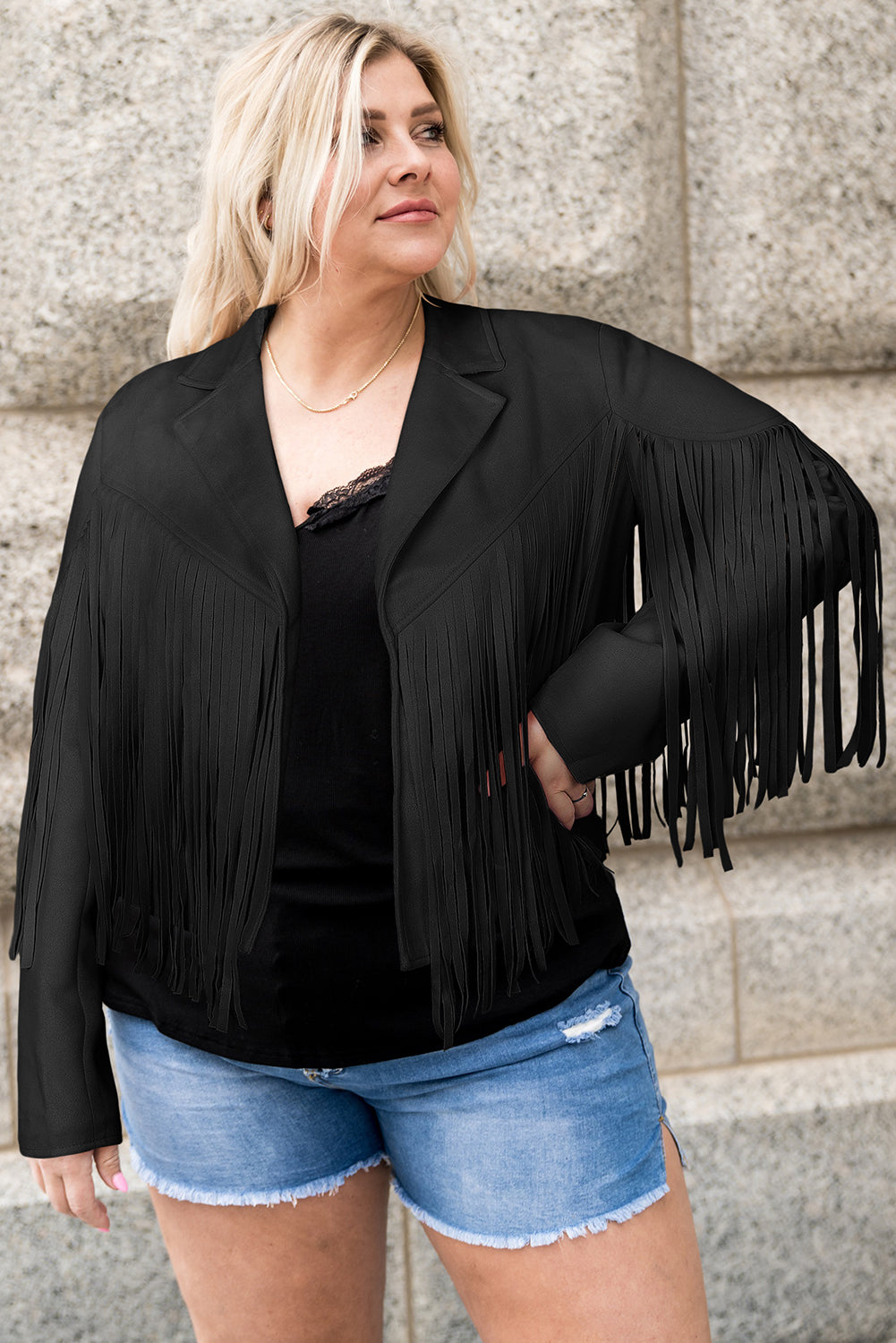 Stacey B's Fringe Open Front Jacket