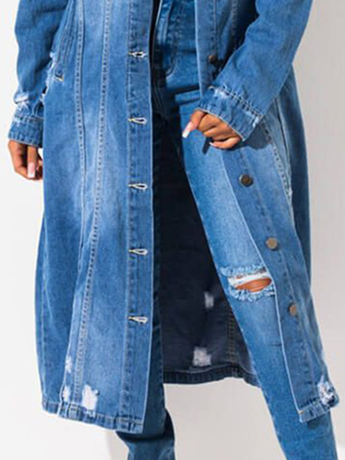 Stacey B's Long Sleeve Raw Hem Denim Jacket