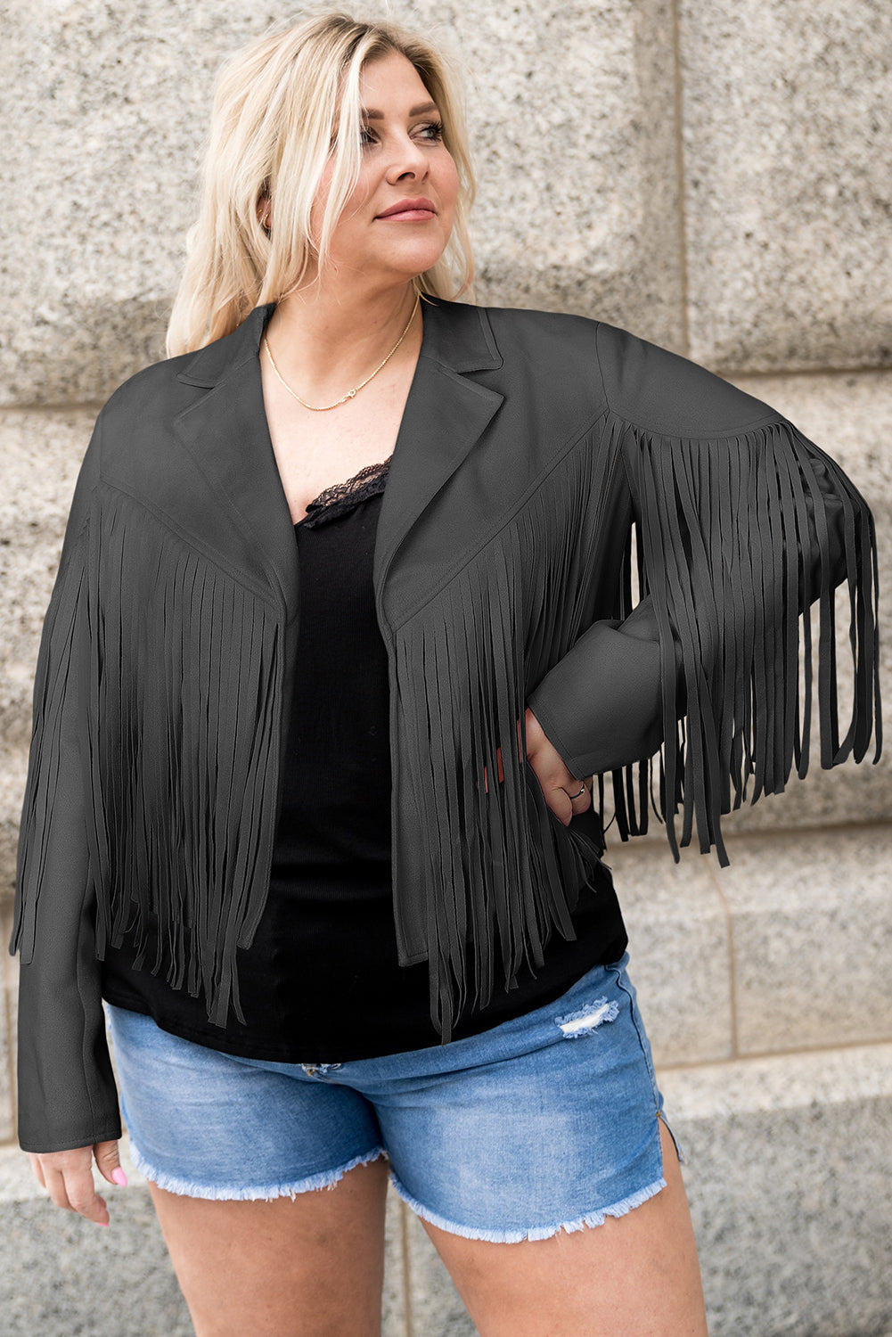Stacey B's Fringe Open Front Jacket