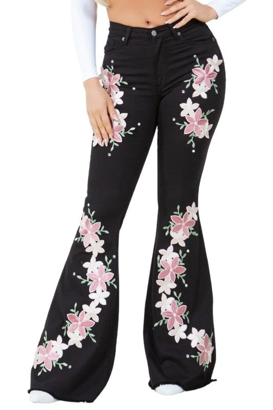 Stacey B's Angela Bell Bottom Jean in Black-Inseam 30