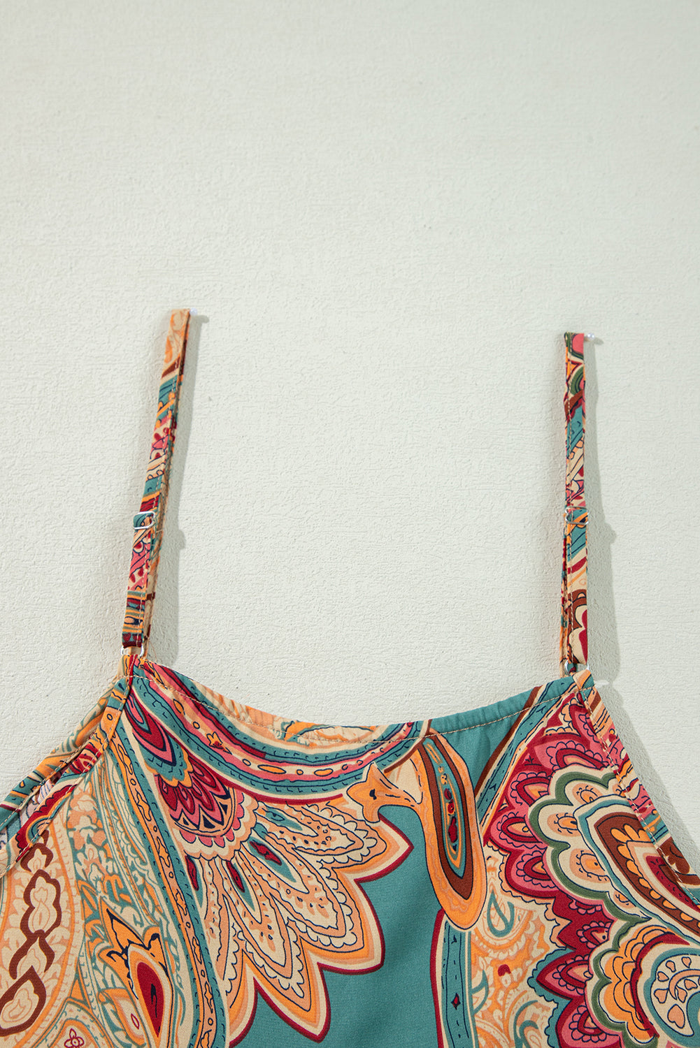 Stacey B's Paisley Printed Spaghetti Straps Elegant Wide Leg Jumpsuit