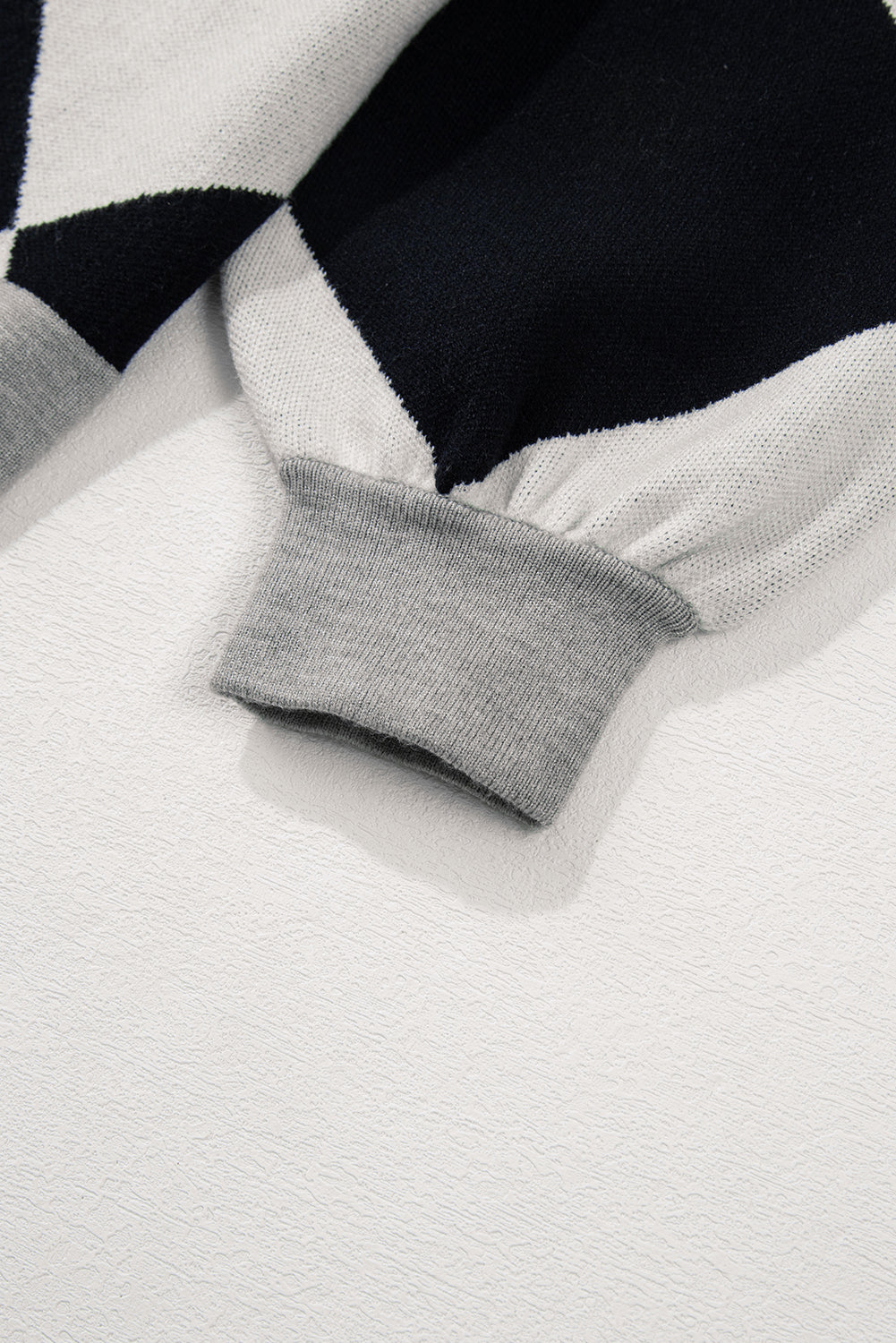 Stacey B's Black Colorblock Drop Shoulder Buttoned Loose Cardigan