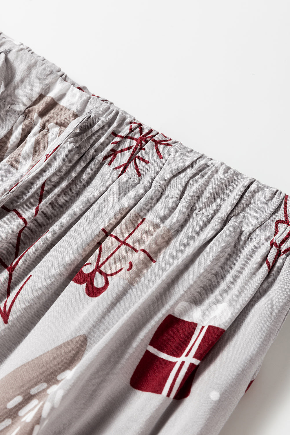 Stacey B's Light Grey Christmas Printed Shirt and Pants Pajama Set