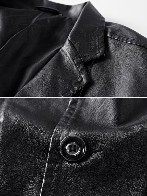 Stacey B's Men's Warm Casual Slim Leather Leather Suit