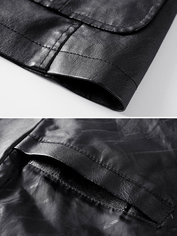 Stacey B's Men's Warm Casual Slim Leather Leather Suit