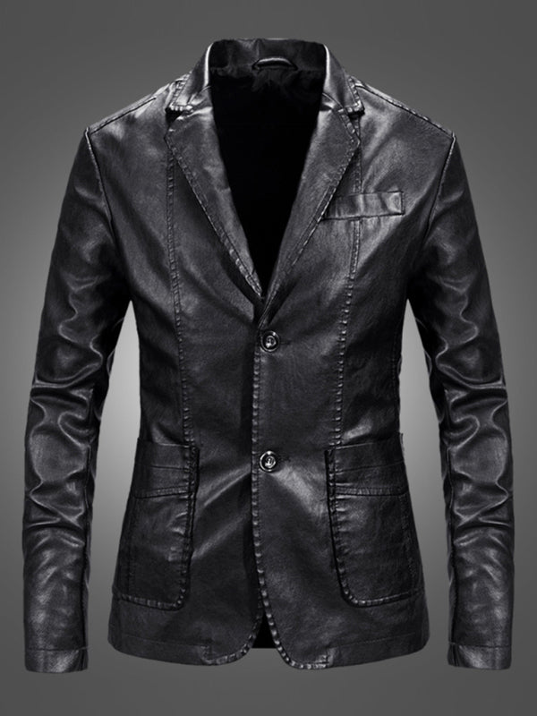 Stacey B's Men's Warm Casual Slim Leather Leather Suit