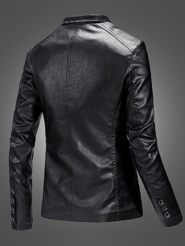 Stacey B's Men's Warm Casual Slim Leather Leather Suit