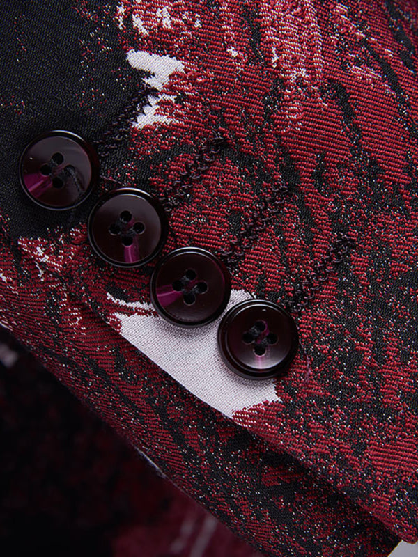 Stacey B's Abstract Print Lapel Collar Blazer Suit Set