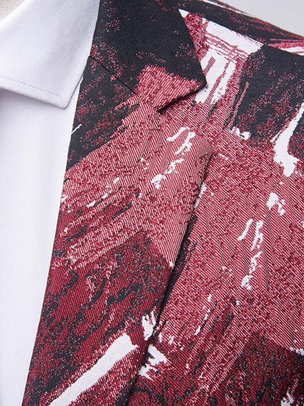 Stacey B's Abstract Print Lapel Collar Blazer Suit Set