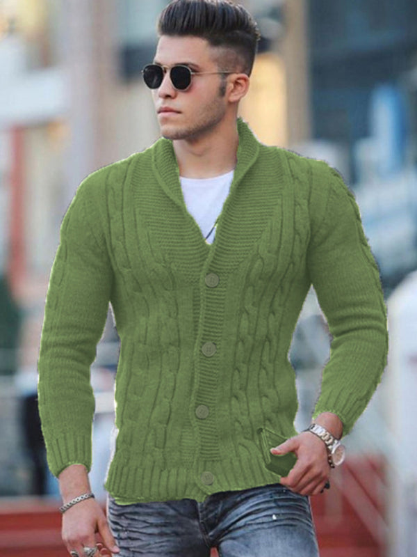Stacey B's New Sweater Men's Knitted Cardigan Solid Color Slim Men's Jacket