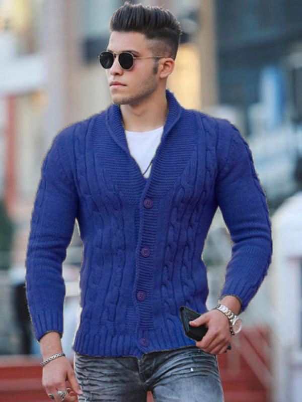 Stacey B's New Sweater Men's Knitted Cardigan Solid Color Slim Men's Jacket