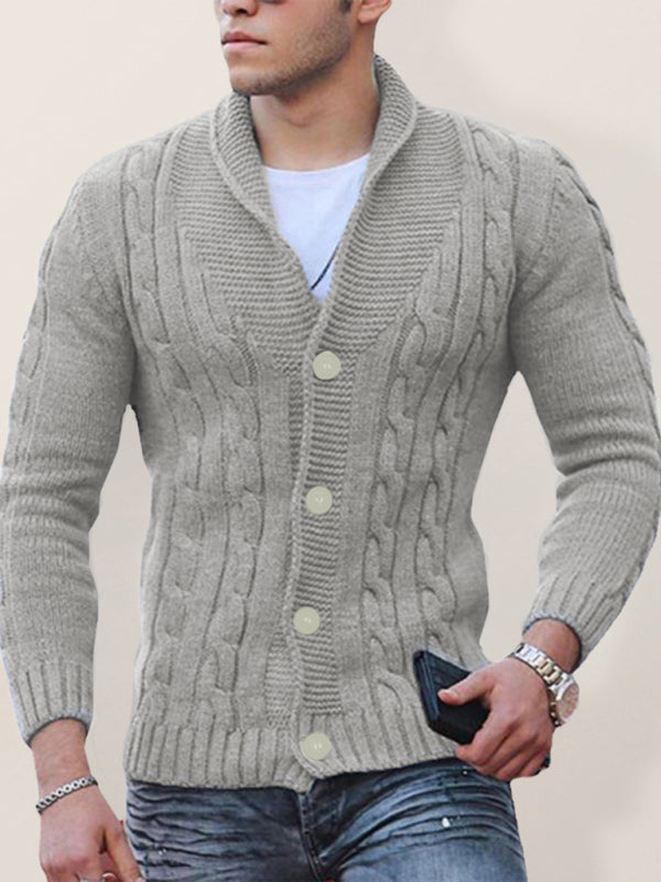 Stacey B's New Sweater Men's Knitted Cardigan Solid Color Slim Men's Jacket