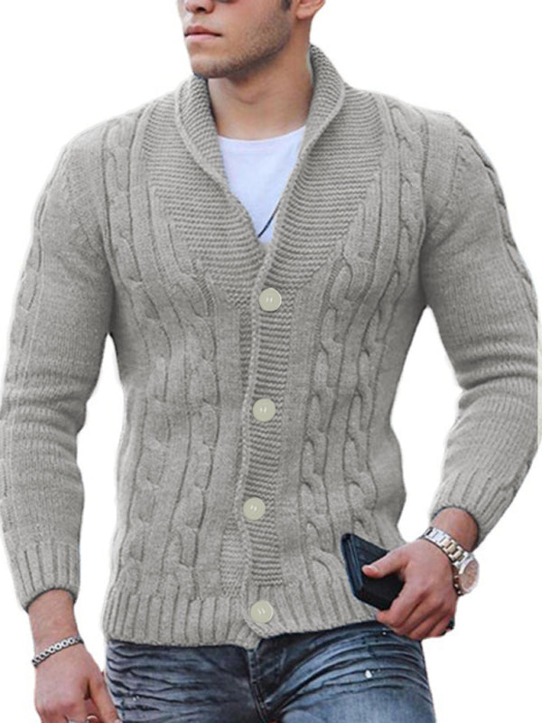 Stacey B's New Sweater Men's Knitted Cardigan Solid Color Slim Men's Jacket