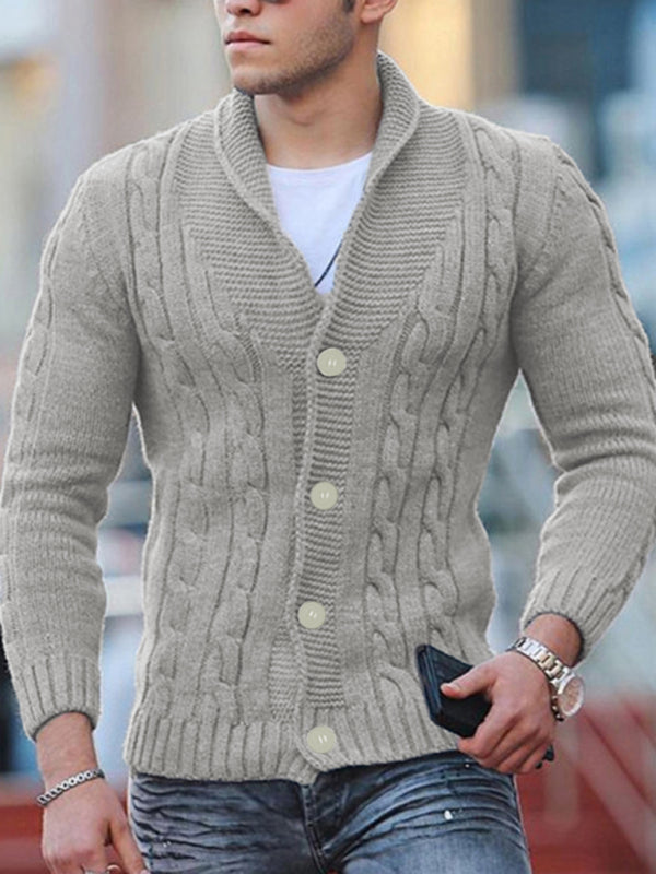 Stacey B's New Sweater Men's Knitted Cardigan Solid Color Slim Men's Jacket