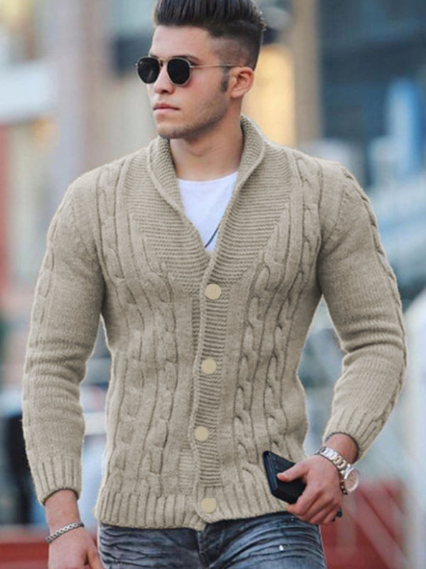 Stacey B's New Sweater Men's Knitted Cardigan Solid Color Slim Men's Jacket