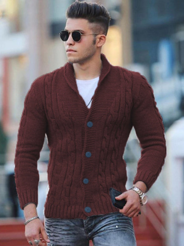 Stacey B's New Sweater Men's Knitted Cardigan Solid Color Slim Men's Jacket