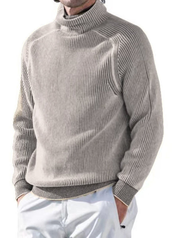 Stacey B's Men's high collar casual long sleeve knitted top