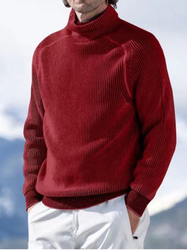 Stacey B's Men's high collar casual long sleeve knitted top