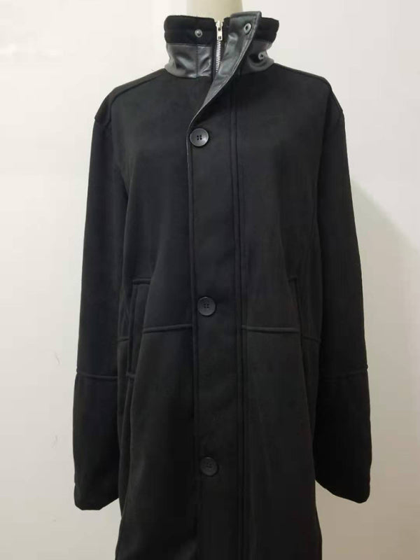 Stacey B's Men's mid-length loose zipper woolen coat