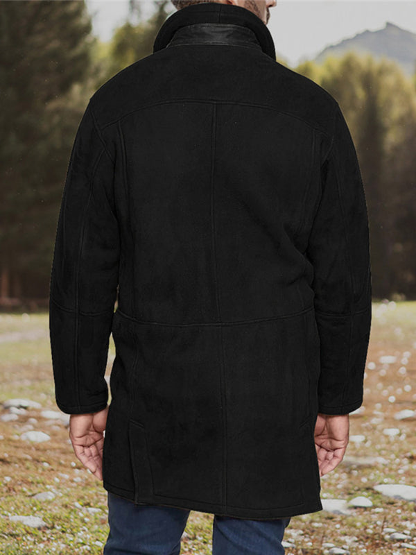 Stacey B's Men's mid-length loose zipper woolen coat