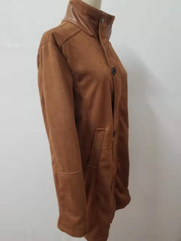 Stacey B's Men's mid-length loose zipper woolen coat