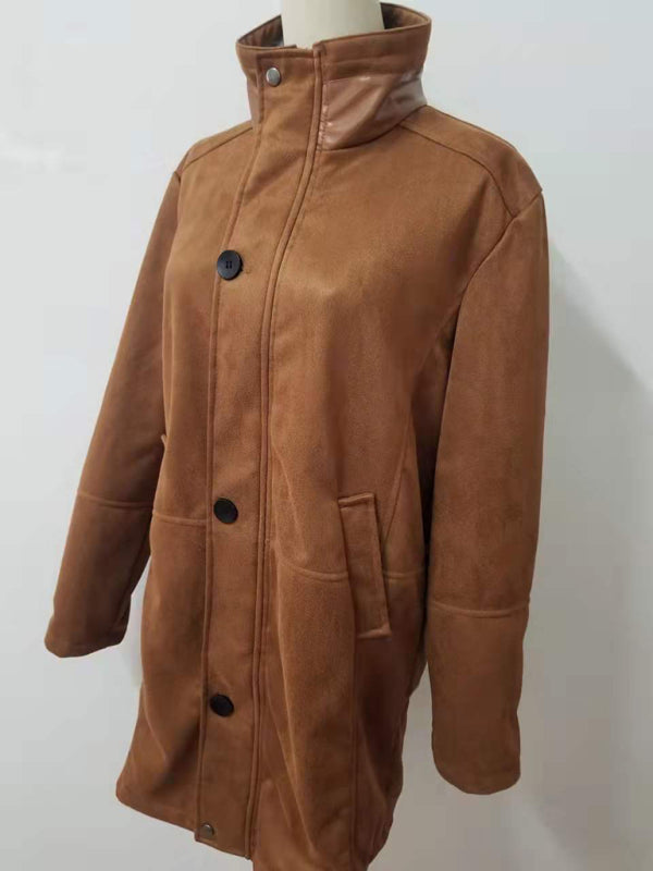 Stacey B's Men's mid-length loose zipper woolen coat