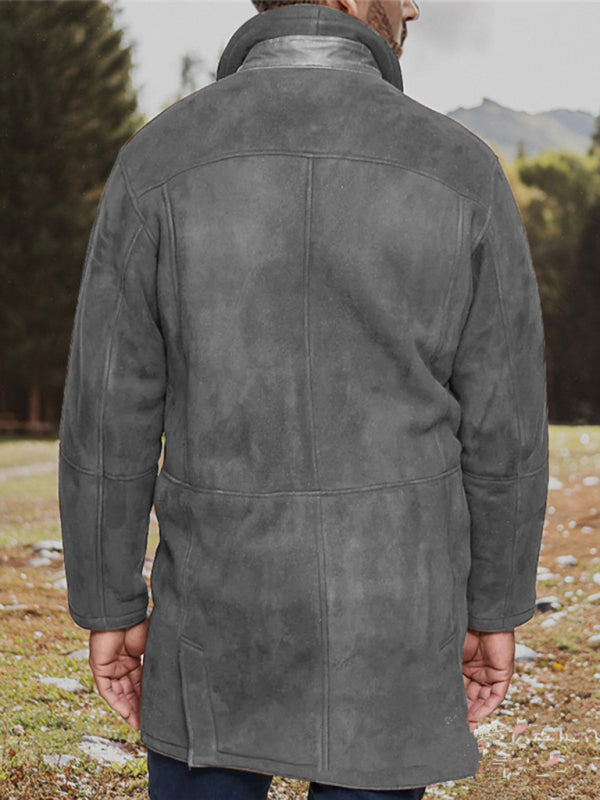 Stacey B's Men's mid-length loose zipper woolen coat